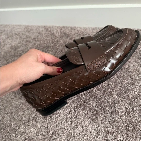 Loeffler Randall Rachel Espresso Woven Leather Loafers Size 8B - Picture 10 of 14